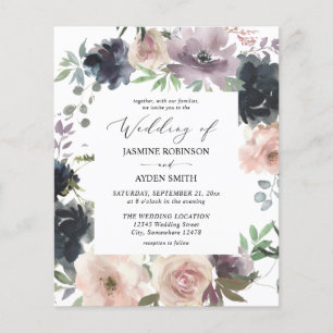 Budget Lavender, Navy Blue, Blush Pink Wedding Flyer