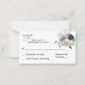 Budget Lavender, Navy Pink Floral 2SM No Meal RSVP Notitiekaartje (Voorkant)