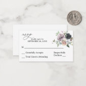 Budget Lavender, Navy Pink Floral 2SM No Meal RSVP Notitiekaartje (Voorkant / Achterkant in situ)