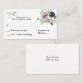 Budget Lavender, Navy Pink Floral 2SM No Meal RSVP Notitiekaartje (Voorkant / Achterkant)