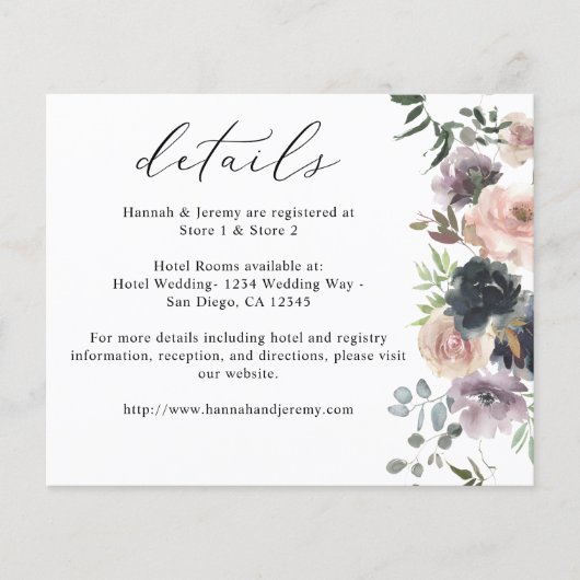 Budget Lavender Paars, marine, roze Floral Details Flyer (Voorkant)