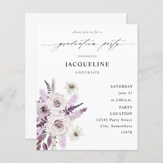 Budget Lavender Paarse Floral Gradual Party (Voorkant / Achterkant)