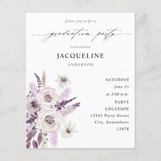 Budget Lavender Paarse Floral Gradual Party Flyer (Voorkant)