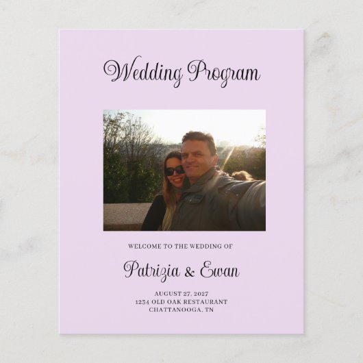 Budget Lavender Photo Wedding program (Voorkant)