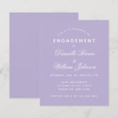 Budget Lavender White Simple Verloving Invitation (Voorkant / Achterkant)