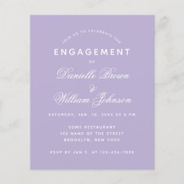Budget Lavender White Simple Verloving Invitation