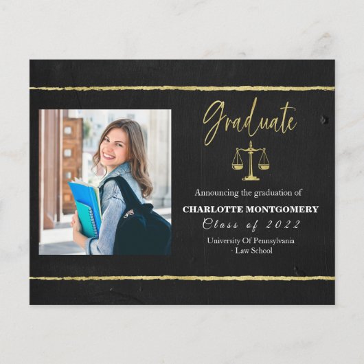 Budget Law School Foto Afstuderen Aankondiging (Voorkant)