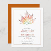 BUDGET Leaf print oranje fall bruiloft uitnodiging (Voorkant / Achterkant)