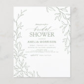 Budget Leaf Sage Green Bruids Douche Uitnodiging Flyer (Voorkant)