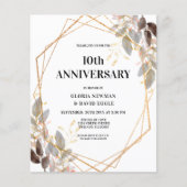Budget Leafy 10e Jubileum huwelijksuitnodiging (Voorkant)