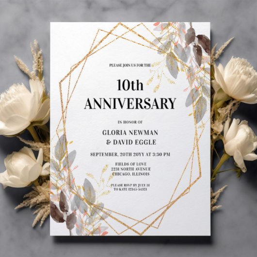 Budget Leafy 10e Jubileum huwelijksuitnodiging