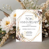 Budget Leafy Gold Geometric Weduwen Uitnodiging