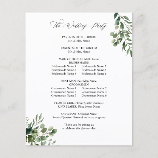 Budget Leaves & Eucalyptus Gold Wedding Ceremony (Achterkant)