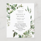 Budget Leaves & Eucalyptus Rustic Wedding Ceremony Flyer (Voorkant)