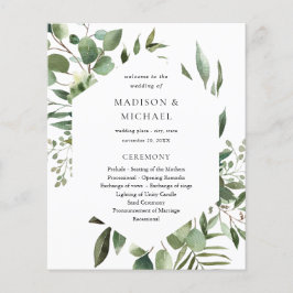 Budget Leaves & Eucalyptus Rustic Wedding Ceremony Flyer