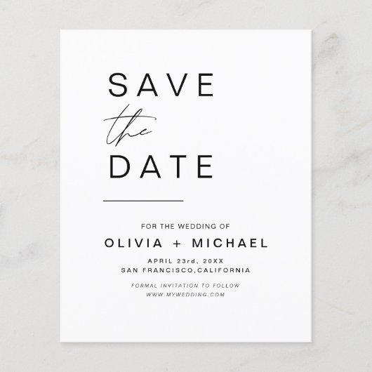 Budget legant Save the Date Photo Minimalist (Voorkant)