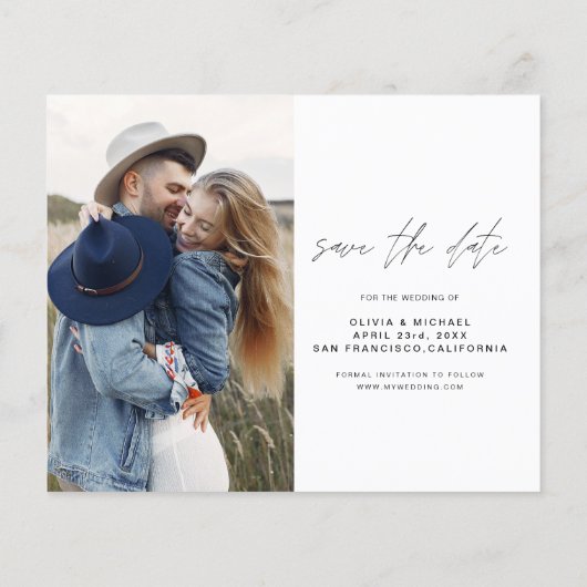 Budget legant Save the Date Photo Minimalist (Achterkant)