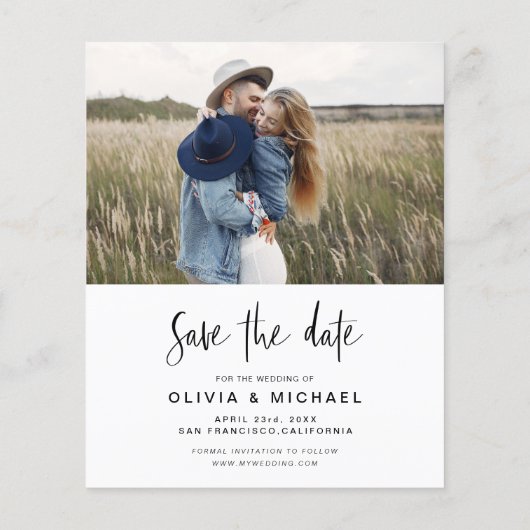 Budget legant Save the Date Photo Minimalist (Achterkant)