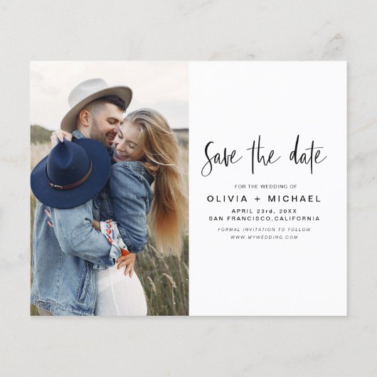 Budget legant Save the Date Photo Minimalist (Achterkant)