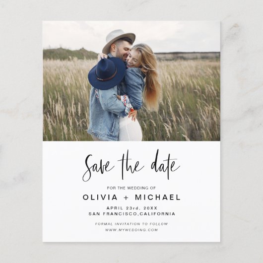 Budget legant Save the Date Photo Minimalist Flyer (Achterkant)