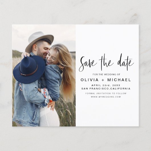 Budget legant Save the Date Photo Minimalist Flyer (Voorkant)