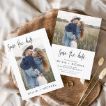 Budget legant Save the Date Photo Minimalist Flyer<br><div class="desc">Het Bieden van de begroting sparen de Kaarten van de Datum die een foto op de voor en rug hebben. Sparen de kaarten van de Datum bevatten een moderne hand geschreven kromme manuscripttypografie die elegant,  eenvoudig en modern zijn om na u minimalistische eenvoudige trouwdag te gebruiken viering.</div>