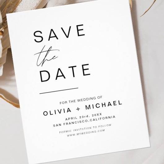 Budget legant Save the Date White Black Flyer