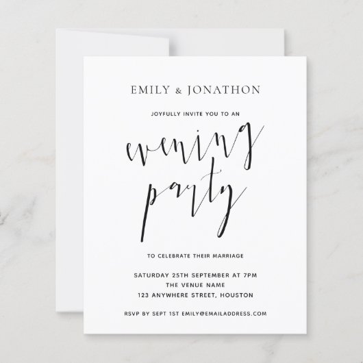 Budget legant Script Wedding Evening Party Uitnodi (Voorkant)