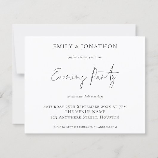 Budget legant Script Wedding Evening Party Uitnodi (Voorkant)