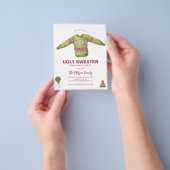 Budget lelijke trui kerstfeest uitnodiging flyer (Hand)