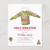 Budget lelijke trui kerstfeest uitnodiging flyer (Voorkant)