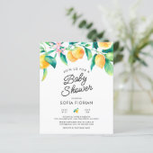 Budget Lemon Baby shower Uitnodiging (Staand voorkant)