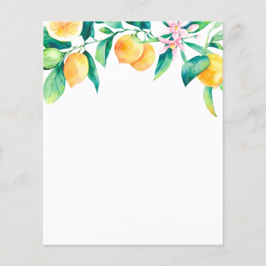 Budget Lemon Baby shower Uitnodiging (Achterkant)