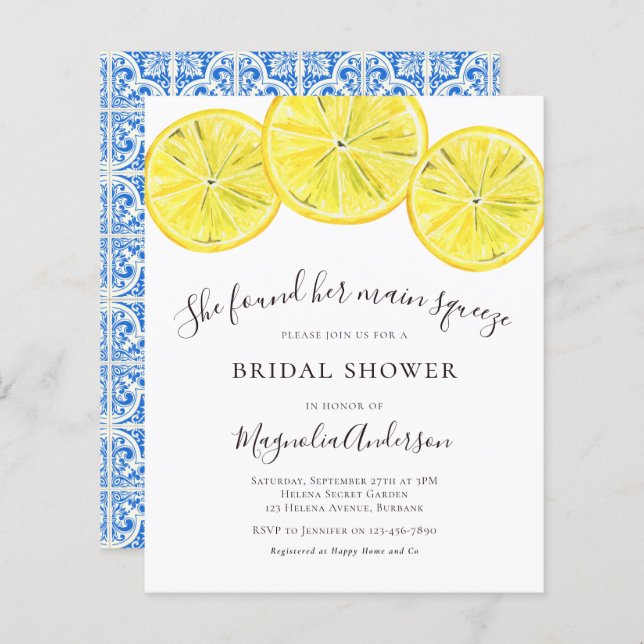 Budget Lemon Citrus Bridal Shower (Voorkant / Achterkant)