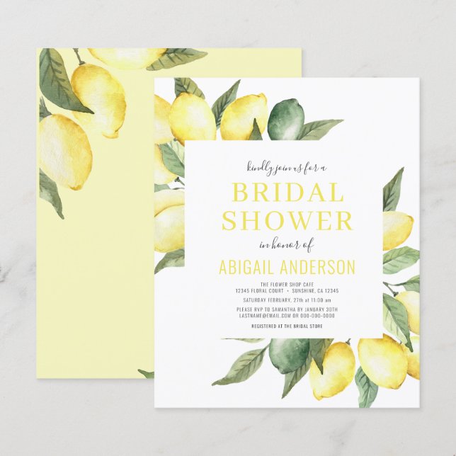 Budget Lemon Citrus Bridal Shower (Voorkant / Achterkant)