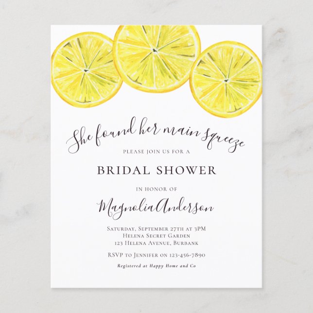 Budget Lemon Citrus Bridal Shower (Voorkant)