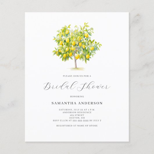 Budget Lemon Citrus Bridal Shower Flyer (Voorkant)