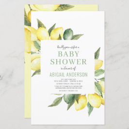 Budget Lemon Citrus Moderne Baby shower Uitnodigin