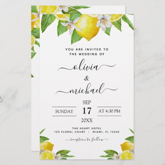 Budget Lemon Citrus Yellow Wedding (Voorkant / Achterkant)