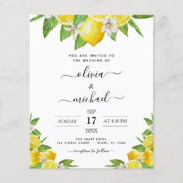 Budget Lemon Citrus Yellow Wedding Flyer