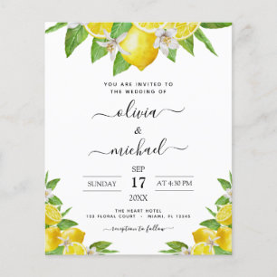 Budget Lemon Citrus Yellow Wedding Flyer
