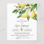 Budget Lemon Greenery Baby shower Uitnodiging (Voorkant)