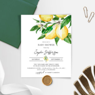 Budget Lemon Greenery Baby shower Uitnodiging