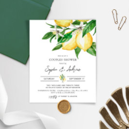 Budget Lemon Greenery Couples Shower Uitnodiging