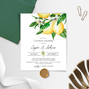Budget Lemon Greenery Couples Shower Uitnodiging