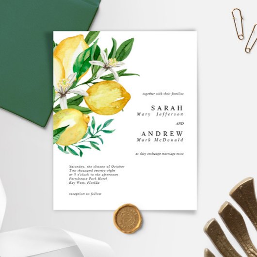 Budget Lemon Greenery Modern Wedding