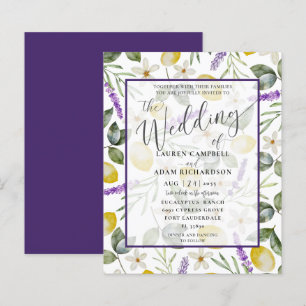 Budget Lemon & Lavender Foliage Weduwen Uitnodigin