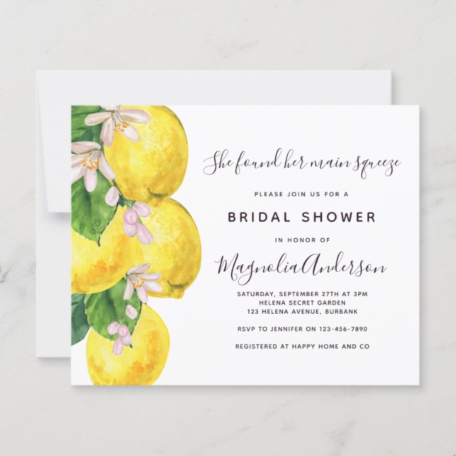 Budget Lemon Main Squeeze Bridal Shower (Voorkant)