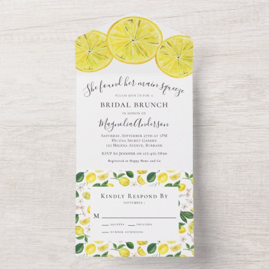 Budget Lemon Main Squeeze Vrijgezellenfeest All In One Uitnodiging (Binnen)