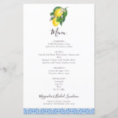 BUDGET Lemon Mediterranean Bridal Luncheon Menu (Voorkant)